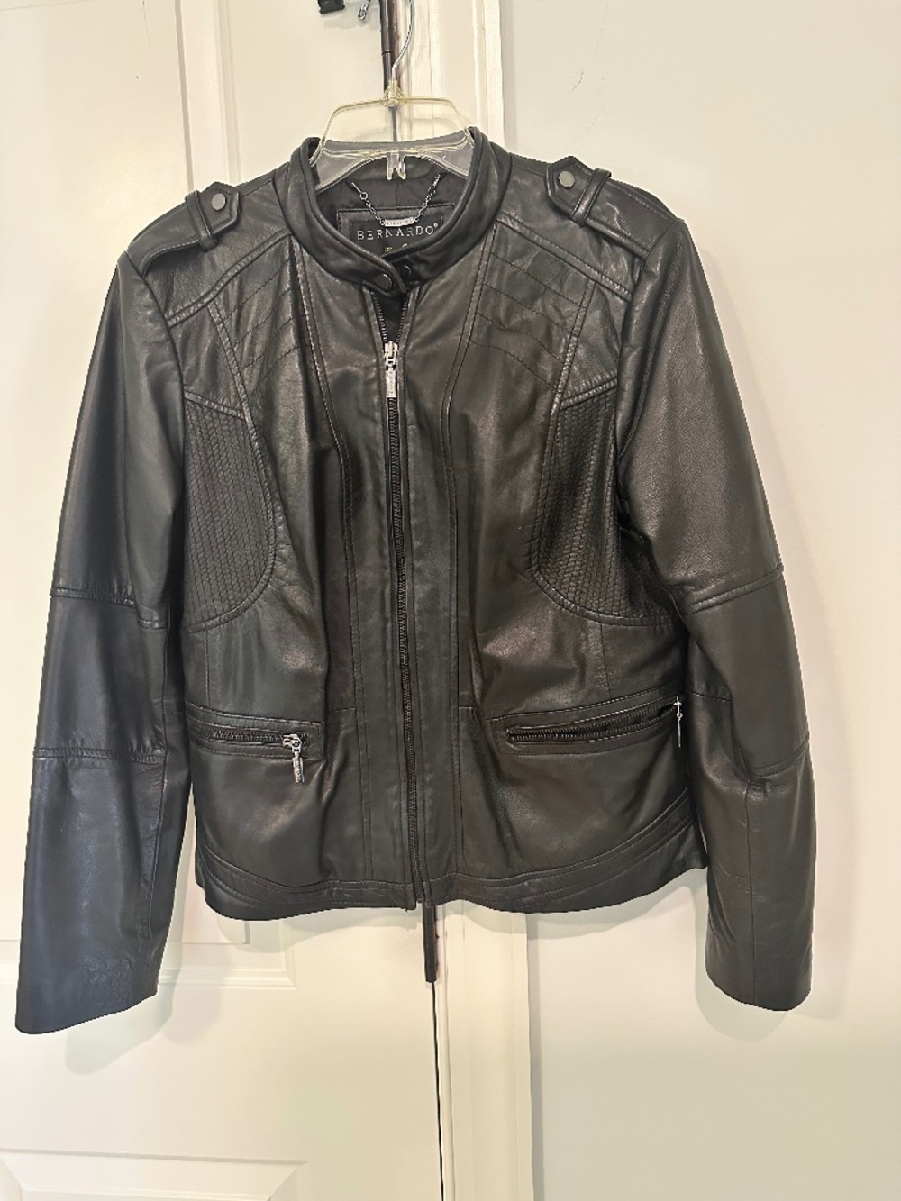 Bernardo black leather jacket - Large